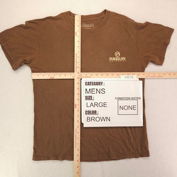 Magellan Outdoors Short Sleeve Crew Neck T-Shirt Mens Size Large L Brown - Picture 5 of 9